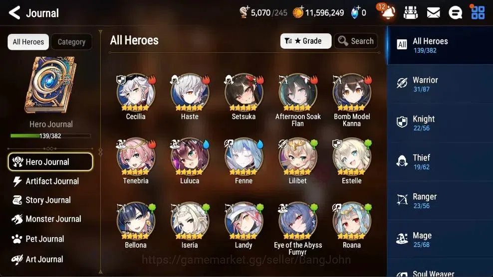 Epic Seven Accounts High-End Global Unverif | 6 ML(Straze,SP Politis,NM LunaEtc.)|PoH+Bless ON|Gold 11.5M|Stigma 28K| |Log 5