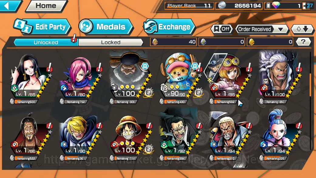 One Piece Bounty Rush Accounts Starter Global|5 EX|BP Kuzan,Onigashima Zoro,Gear5 Luffy,KOP Roger,5Elder Saturn|Rank 5