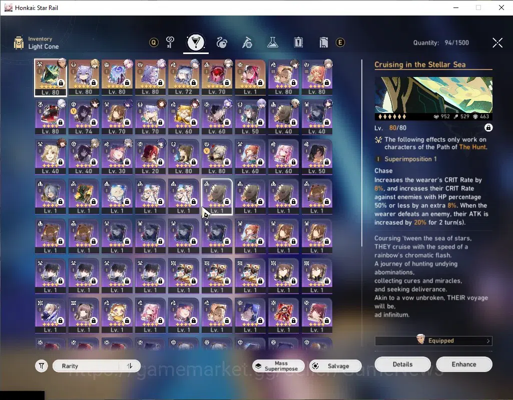 Honkai Star Rail Accounts Others Asia|TL 68|Prem Archer|15 Limited|(Casto,Sunday)+Sign,Evernight E2,Yao Guang,Black 6