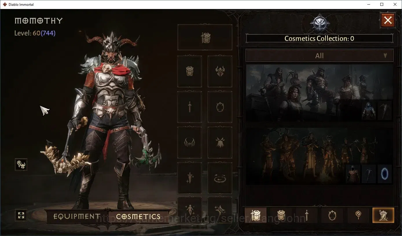 Diablo Immortal Accounts High-End EU - Aranoch |60 (744) Demon Hunter - Vanquisher |CR 41k |Reso 510|L30 (6*) Varog Familiar 15