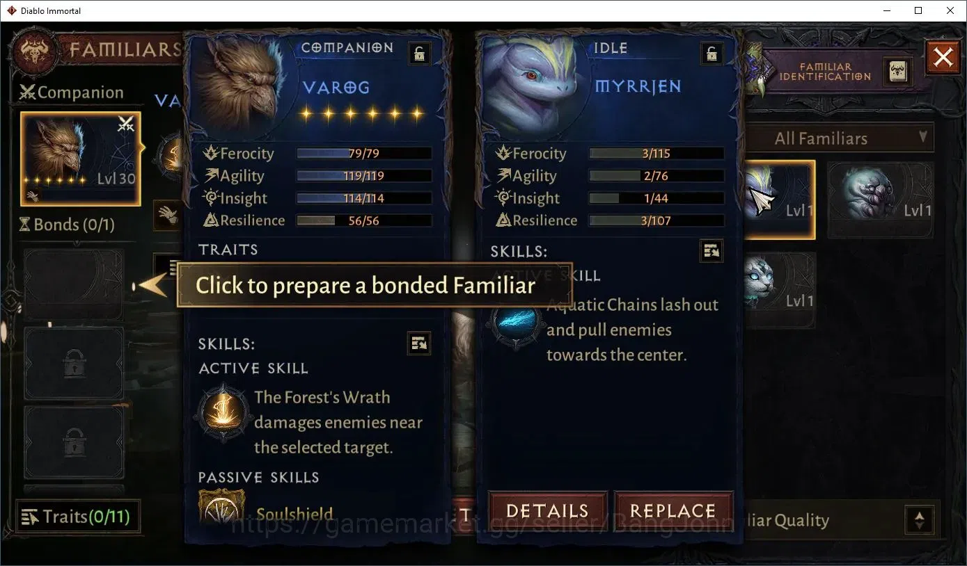 Diablo Immortal Accounts High-End EU - Aranoch |60 (744) Demon Hunter - Vanquisher |CR 41k |Reso 510|L30 (6*) Varog Familiar 7