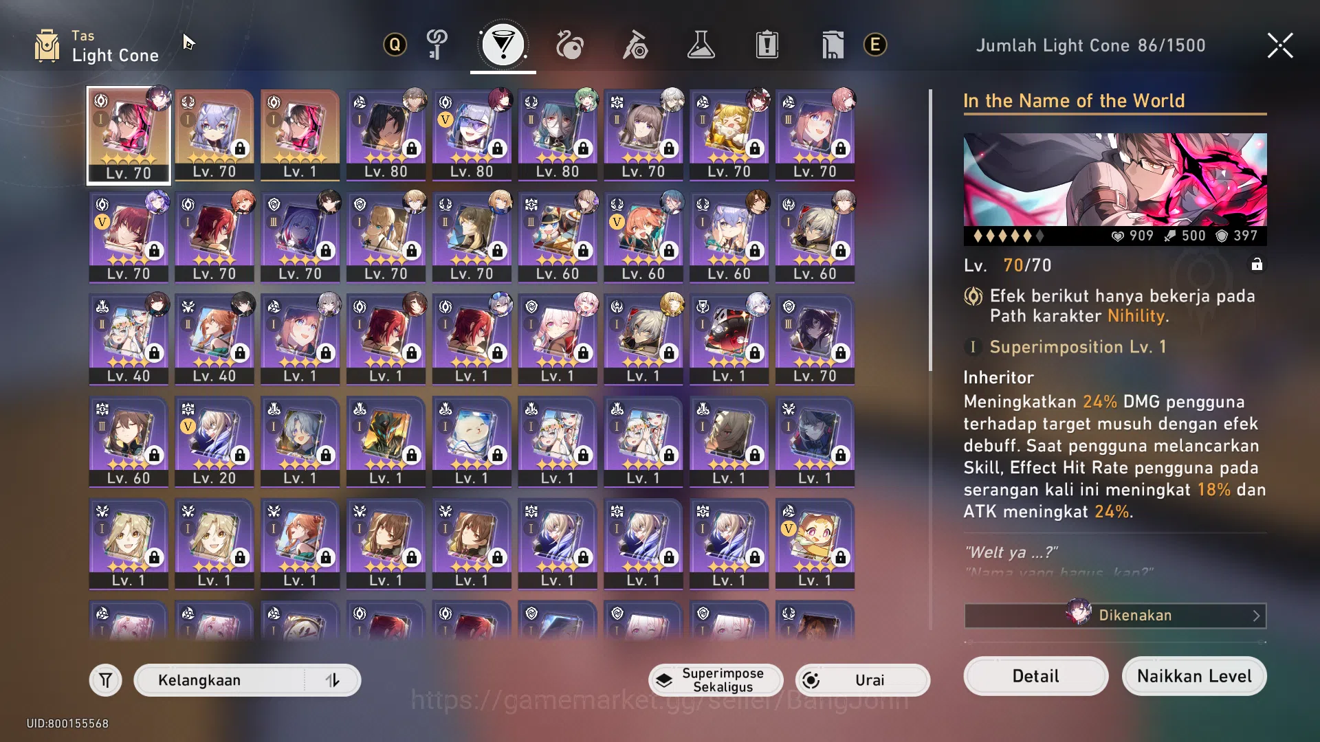 Honkai Star Rail Accounts ASIA | TL67 | 15 Lim | Prem DOT: Hysilens, Kafka, image 5