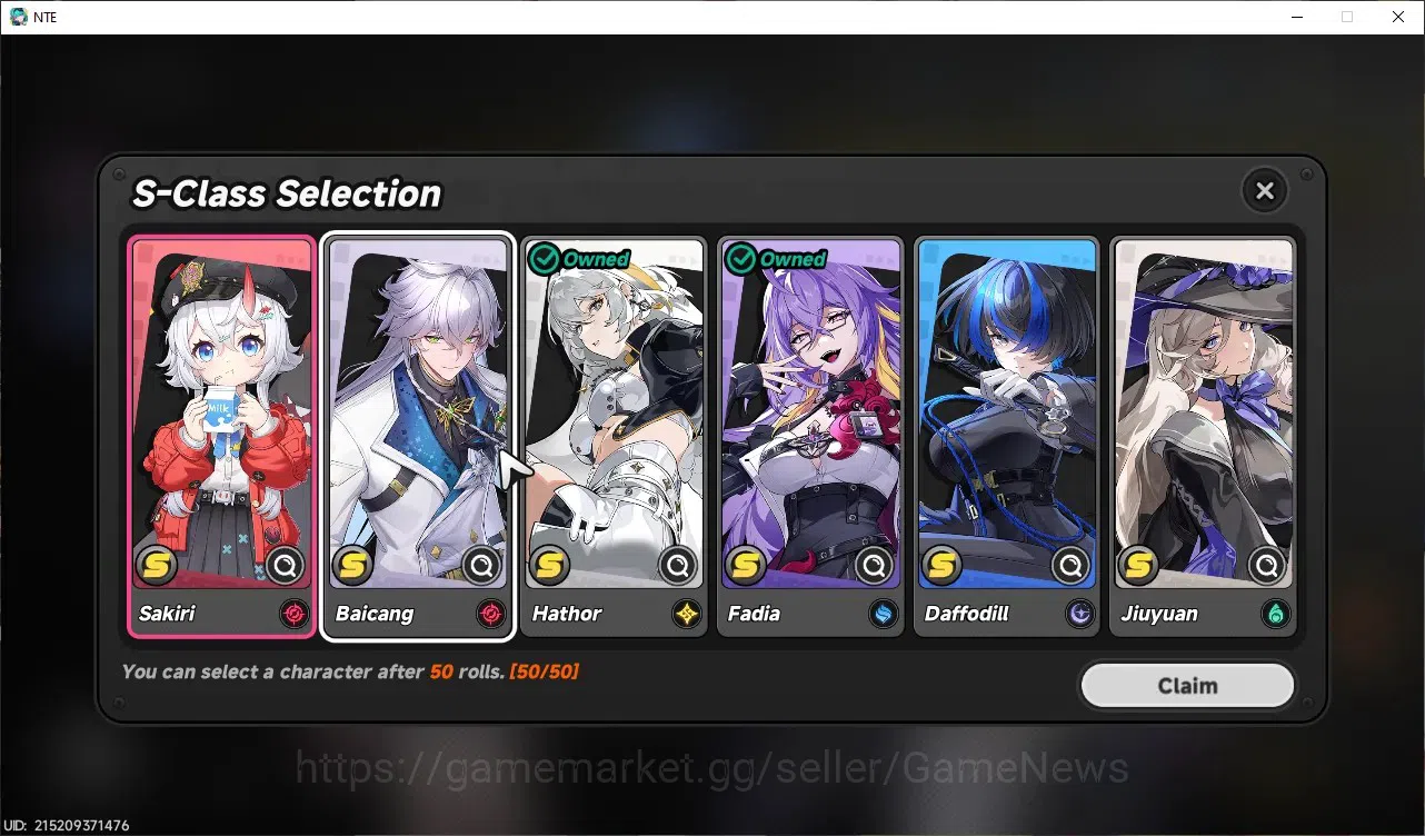 Neverness to Everness Accounts Global SEA|HL 3| 1 Limited [Shinku]Char Standart,Fadia,Hathor|1 Selector|Selector On 9