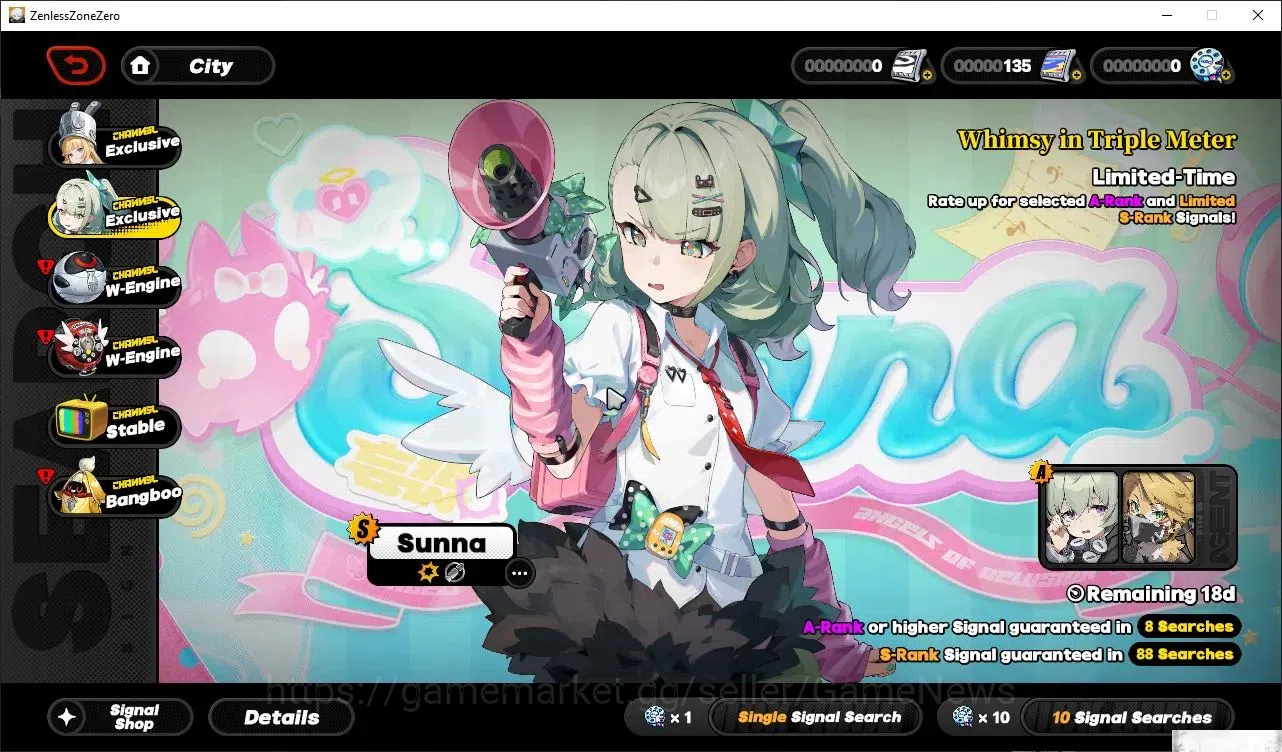 Zenless Zone Zero Accounts Starter ASIA|IK 30|S1 CH2|1 Limited [ Velina Airgid]+2 Standard[Rina,Nekomata]|1S BangBo|MC 17