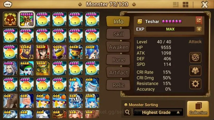 Summoners War: Sky Arena Accounts Starter GLOBAL | NB 5 TESHAR,Starter Gacha 115 12Y+160 11Y Scrool, 3 Legendary All 2