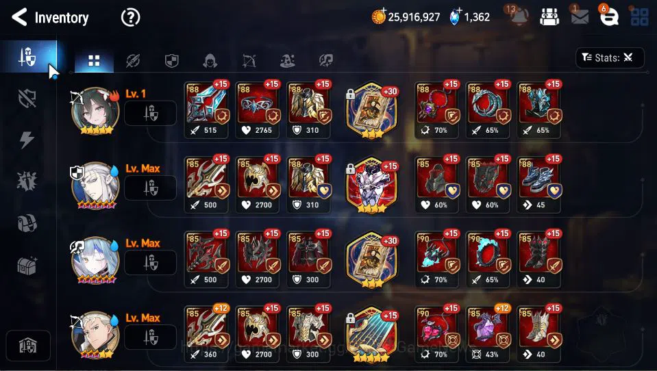 Epic Seven Accounts Starter GBL Unverif|6 ML(LOT Scales,DB Senya,LW Peira,Etc)+Setsuka,AS Flan,Ruiza,GC Krau,Etc|PoH ON|1,3K 10