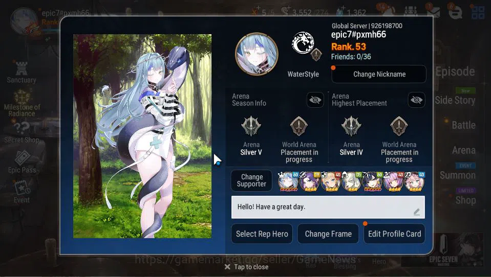 Epic Seven Accounts Starter GBL Unverif|6 ML(LOT Scales,DB Senya,LW Peira,Etc)+Setsuka,AS Flan,Ruiza,GC Krau,Etc|PoH ON|1,3K 2