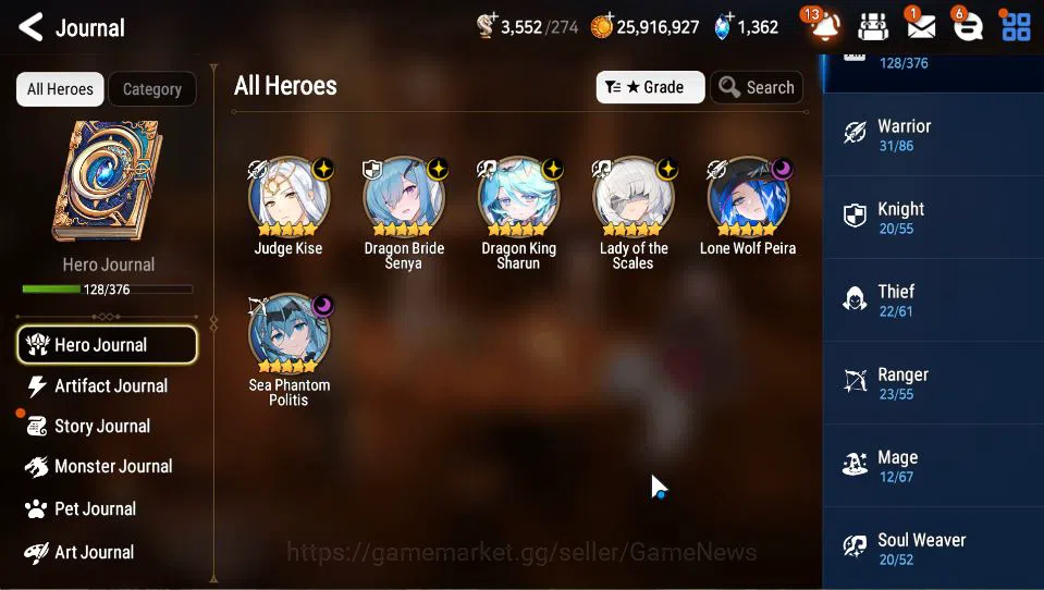 Epic Seven Accounts Starter GBL Unverif|6 ML(LOT Scales,DB Senya,LW Peira,Etc)+Setsuka,AS Flan,Ruiza,GC Krau,Etc|PoH ON|1,3K 5