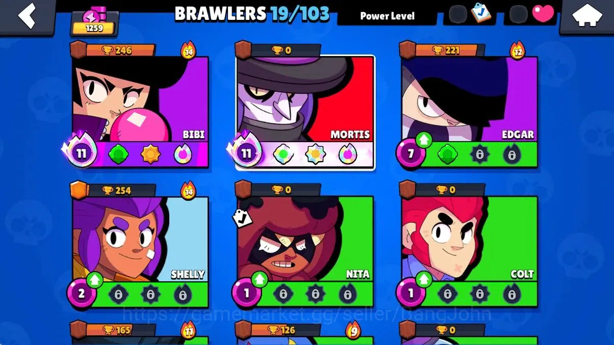 Brawl Stars Accounts Android | 1259 Thropy|19 Brawler-2 Max(Mortis,Bibi image 5