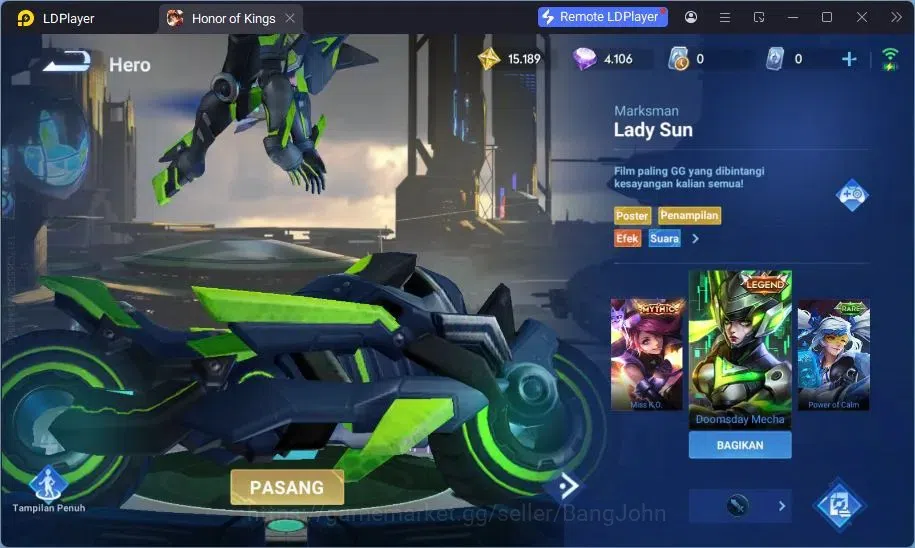 Honor of Kings Accounts Global | 49H 44S | Legend Musashi, Legend Lady Sun image 3
