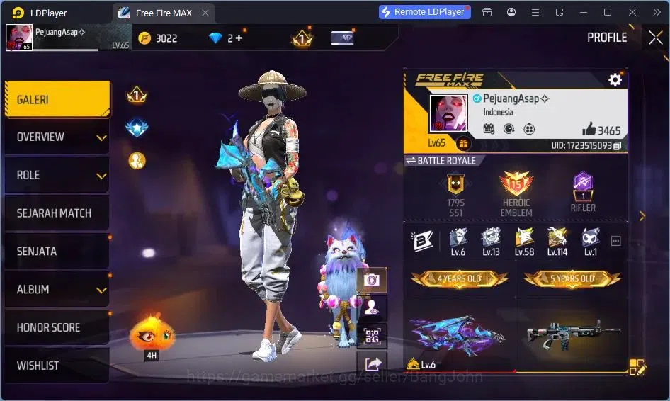 Free Fire Accounts Indonesia | Vault 378| EVO AK47-BLUE FLAME DRACO | image 2