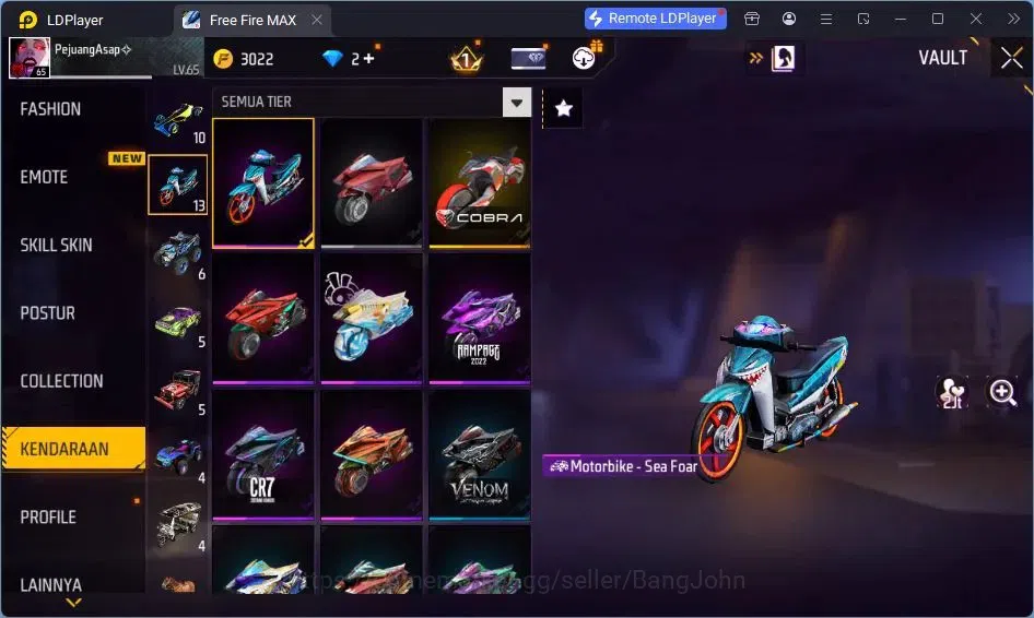 Free Fire Accounts Indonesia | Vault 378| EVO AK47-BLUE FLAME DRACO | image 7
