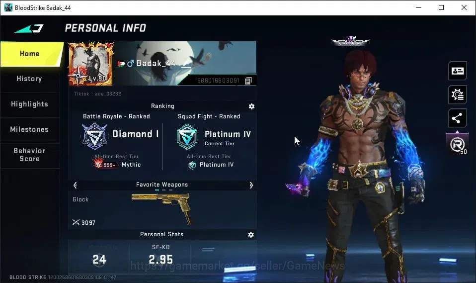 Blood Strike Accounts ASIA|Melee ULTRA Talon Knife|Collab AOT[M4A1,KAG-6 image 2