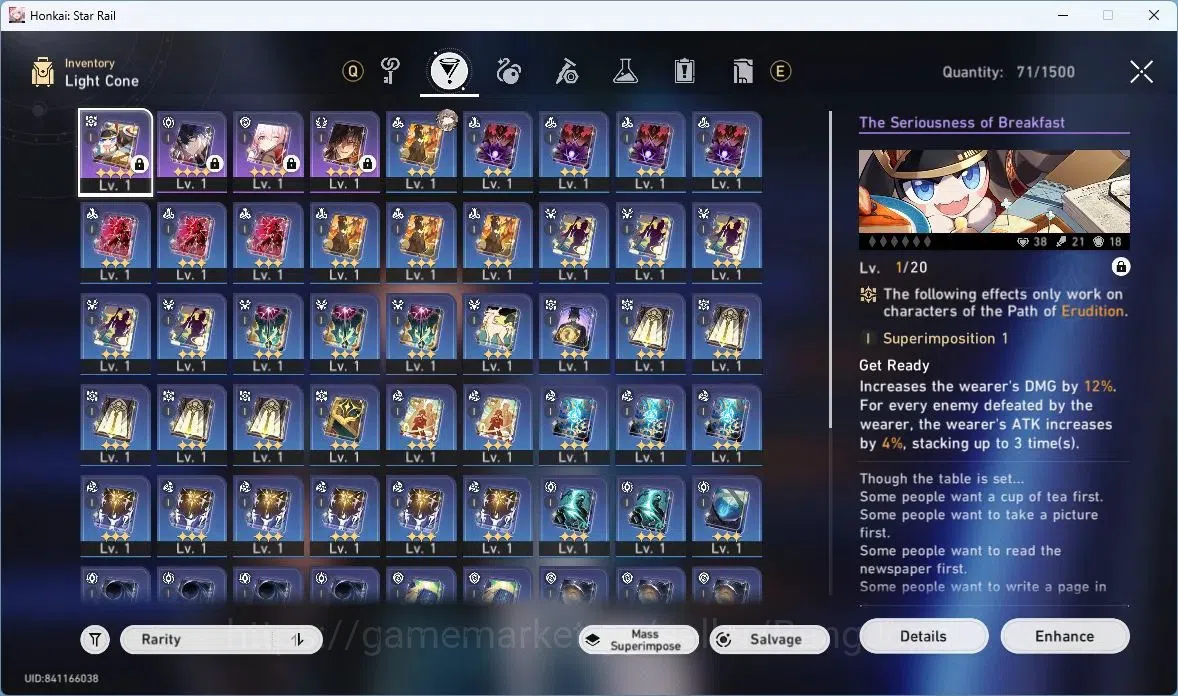 Honkai Star Rail Accounts ASIA | TL3 | 1 Lim: Evangescia | MC Male | 20 Star image 9
