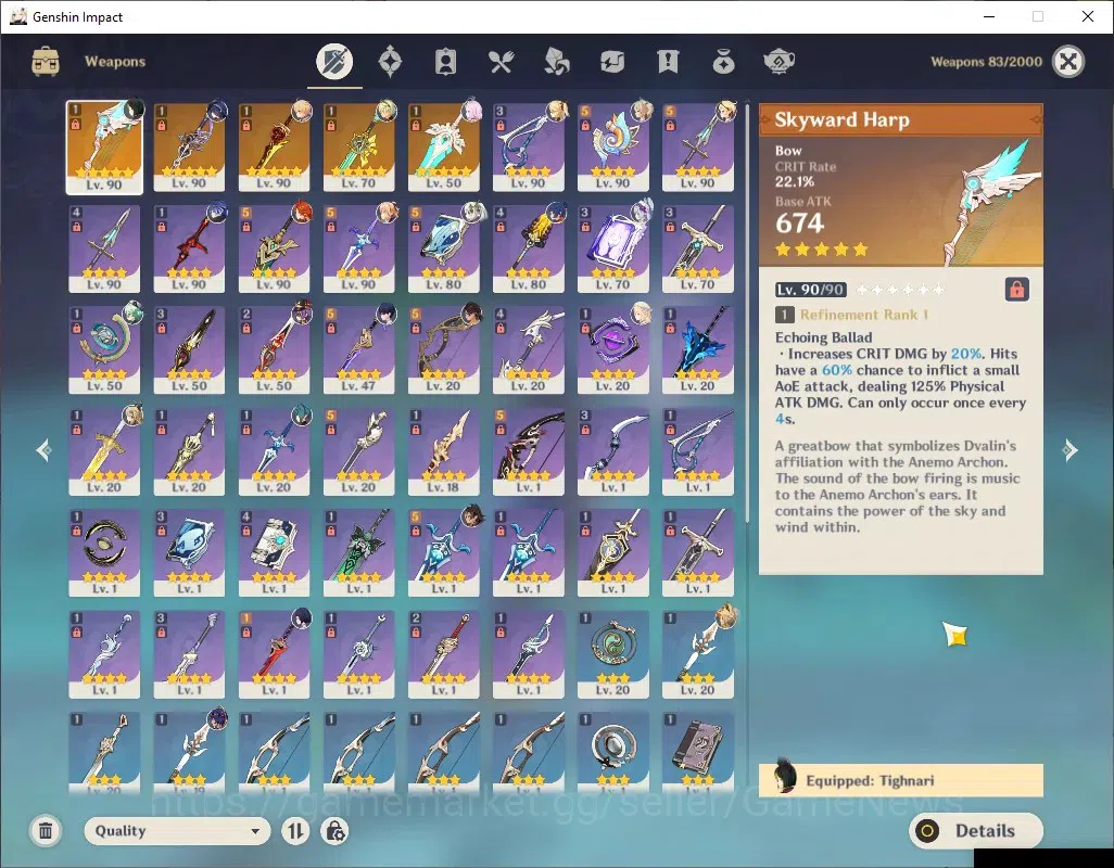 Genshin Impact Accounts ASIA|AR 57|6 Limited + 5 (*5Weapon)|ClorindeC3+Sig image 11
