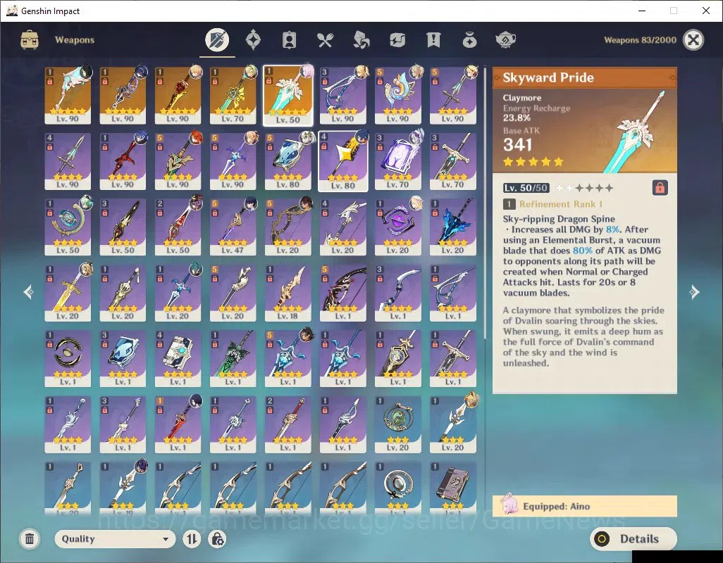 Genshin Impact Accounts ASIA|AR 57|6 Limited + 5 (*5Weapon)|ClorindeC3+Sig image 15