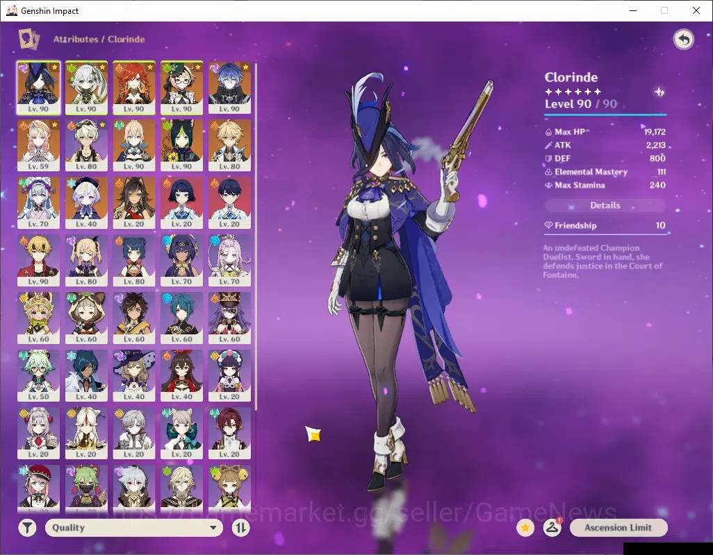 Genshin Impact Accounts ASIA|AR 57|6 Limited + 5 (*5Weapon)|ClorindeC3+Sig image 3