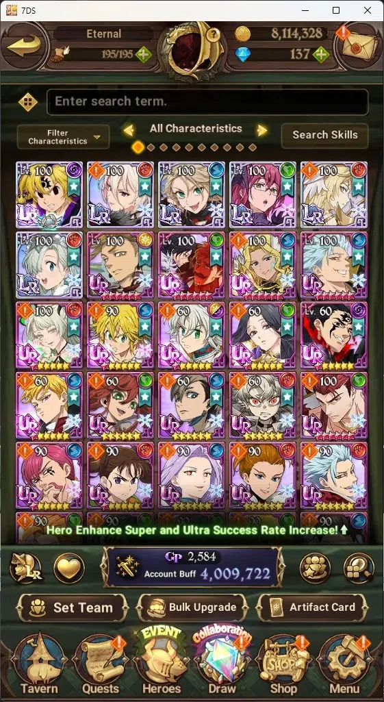 The Seven Deadly Sins: Grand Cross Accounts Global|4M CC|137 DM|5 LR+9 UR+Collab Gachikuta|Rox image 2