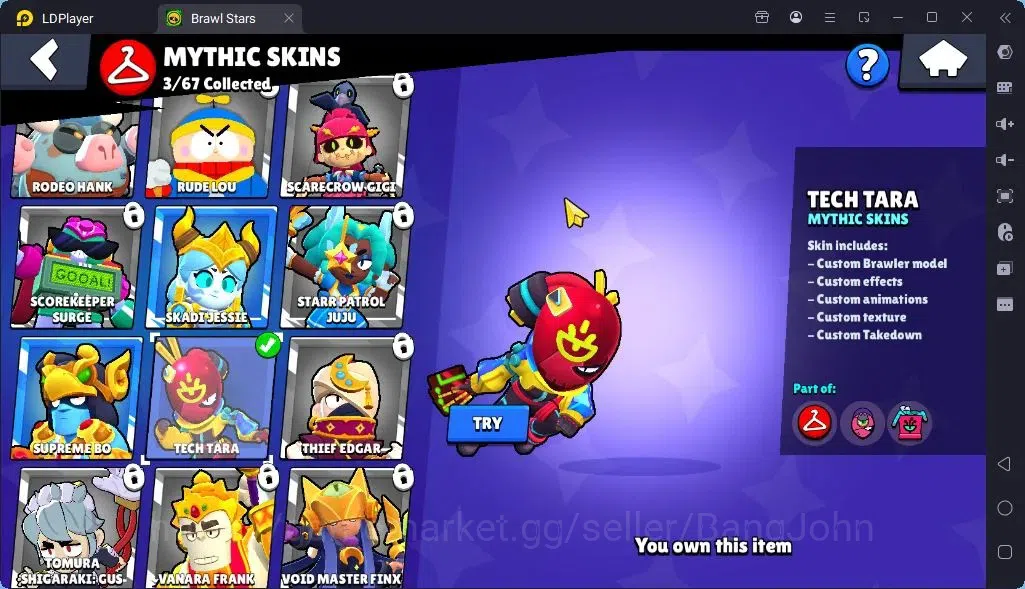Brawl Stars Accounts Global |Trophy 1942 | Brawler 2 Max with Supercharge |Skins 3 Mythic,3 Epic|Bling 9259|Protect 12