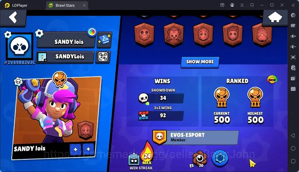 Brawl Stars Accounts Global |Trophy 1942 | Brawler 2 Max with Supercharge |Skins 3 Mythic,3 Epic|Bling 9259|Protect 3