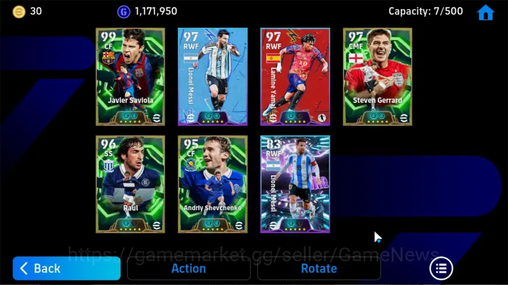 eFootball Accounts Others Android|Epic Javler Savlola,Raul,Gerrard,Andriy S,ShowTime TFFC26 Messi,Yamal,SU26 Messi,Highlight 7