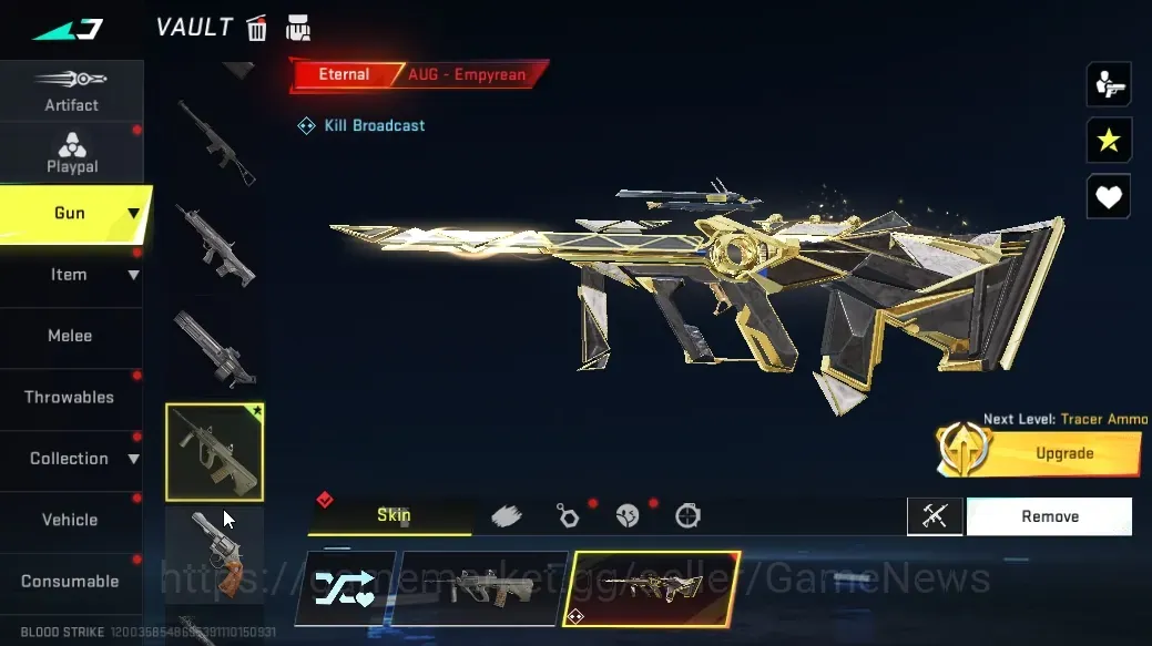 Blood Strike Accounts Collab Skin Asia|Eternal AUG Empyrean Lv2|Collab AOT Battle of Faith|Ultra Galil Knight,Raid 1