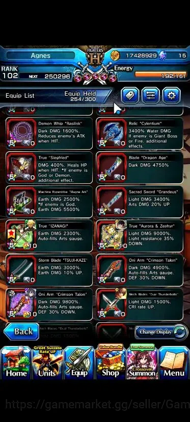 Grand Summoners Accounts End-Game Global|Rank 102|22 Ascend+7 TW|(Roy,S Miyu,Chloe,DLS 11
