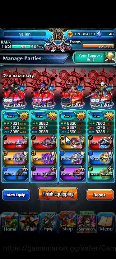 Grand Summoners Accounts End-Game Global|Rank 102|22 Ascend+7 TW|(Roy,S Miyu,Chloe,DLS 17