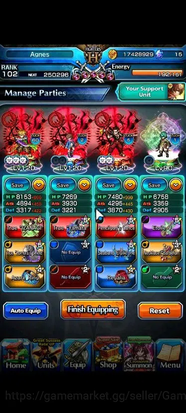 Grand Summoners Accounts End-Game Global|Rank 102|22 Ascend+7 TW|(Roy,S Miyu,Chloe,DLS 3