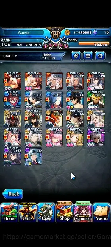 Grand Summoners Accounts End-Game Global|Rank 102|22 Ascend+7 TW|(Roy,S Miyu,Chloe,DLS 4