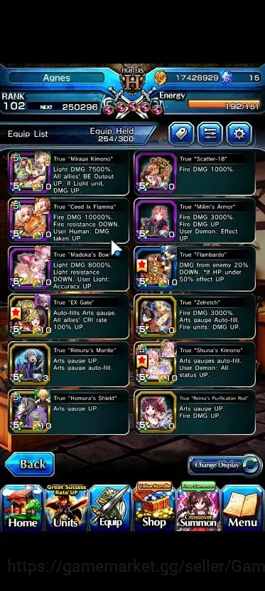 Grand Summoners Accounts End-Game Global|Rank 102|22 Ascend+7 TW|(Roy,S Miyu,Chloe,DLS 6