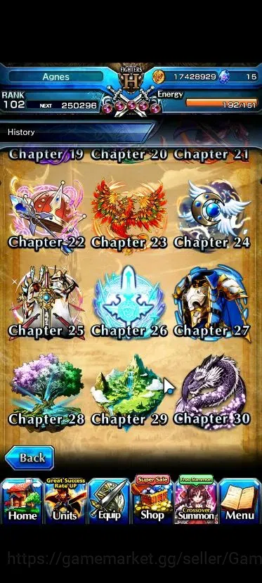 Grand Summoners Accounts End-Game Global|Rank 102|22 Ascend+7 TW|(Roy,S Miyu,Chloe,DLS 9