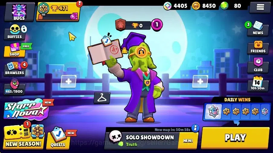 Brawl Stars Accounts 471 Trophy|4K Bling 80 Gem|11 Brawlers 1 Max Lvl|3 Myth|1 Super Rare Skins|8K Coins 4K PP|Cn On|Take 1