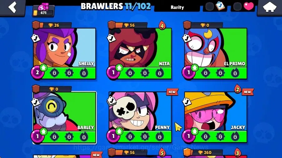 Brawl Stars Accounts 471 Trophy|4K Bling 80 Gem|11 Brawlers 1 Max Lvl|3 Myth|1 Super Rare Skins|8K Coins 4K PP|Cn On|Take 7
