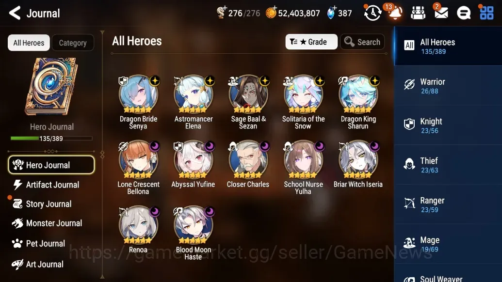 Epic Seven Accounts Mid-Tier Global UnVerif|NewEra|12 ML(School Nurse Yulha,Renoa,LC Bellona,etc)+AS Flan,UP 1