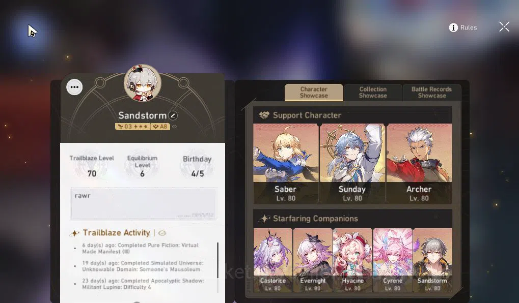 Honkai Star Rail Accounts Mid Game Asia|TL 70|2,6K SJ|Casto Prem Team|14 3