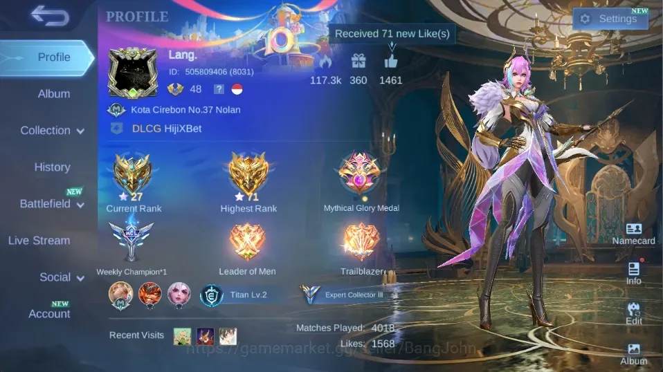 Mobile Legends: Bang Bang Accounts Collector Global|153S|Expert|LBX Karrie,Sanrio Floryn,SBR Saber Rafaela,Covenant 1