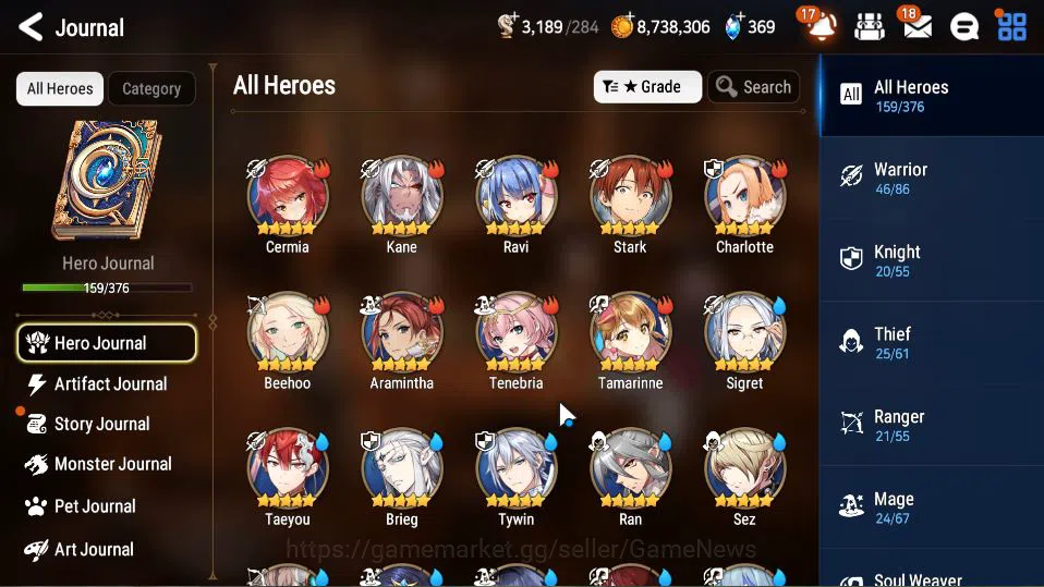 Epic Seven Accounts Mid-Tier ASIA Verif|11 ML(SP Politis,Har setti,EW Ludwig,A Ravi,Etc)+Stark,Wukong,Ran,Etc|3K Energy+97K 5