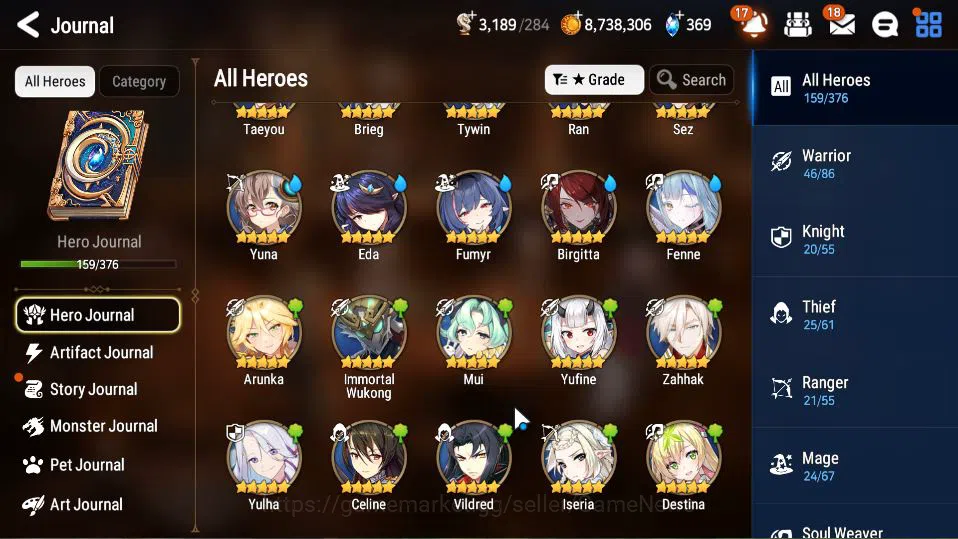 Epic Seven Accounts Mid-Tier ASIA Verif|11 ML(SP Politis,Har setti,EW Ludwig,A Ravi,Etc)+Stark,Wukong,Ran,Etc|3K Energy+97K 6