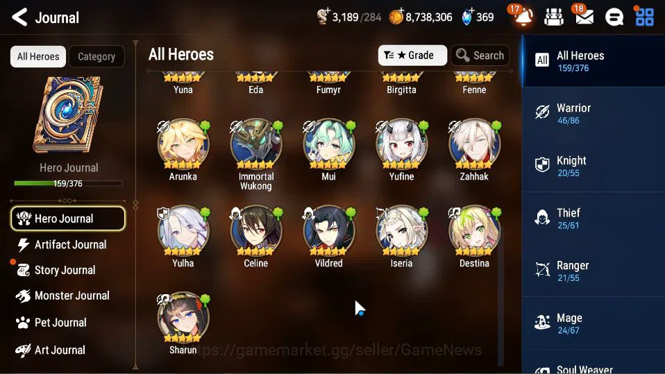 Epic Seven Accounts Mid-Tier ASIA Verif|11 ML(SP Politis,Har setti,EW Ludwig,A Ravi,Etc)+Stark,Wukong,Ran,Etc|3K Energy+97K 7