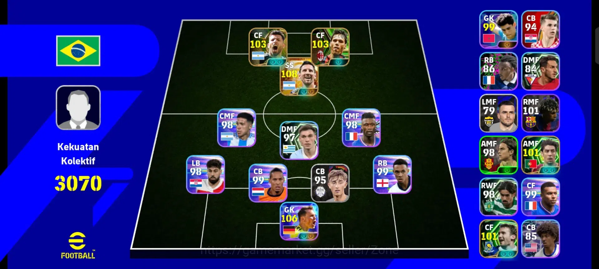 eFootball Accounts Legends & Iconic Players Mobile|PW 3070|BigTime Messi|Epic Neuer,Van Basten, Aguero Etc.|2026|Check SS 1