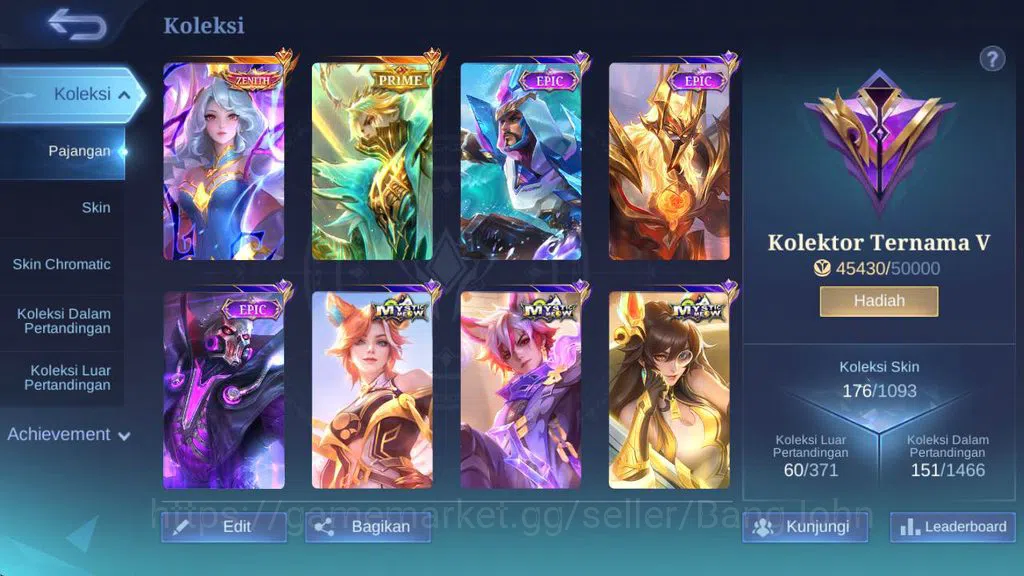 Mobile Legends: Bang Bang Accounts Hero 100 skin 176 Vexana Zenith, Prime granger, Va image 1
