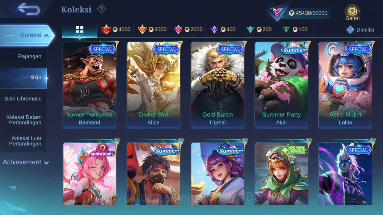 Mobile Legends: Bang Bang Accounts Hero 100 skin 176 Vexana Zenith, Prime granger, Va image 10