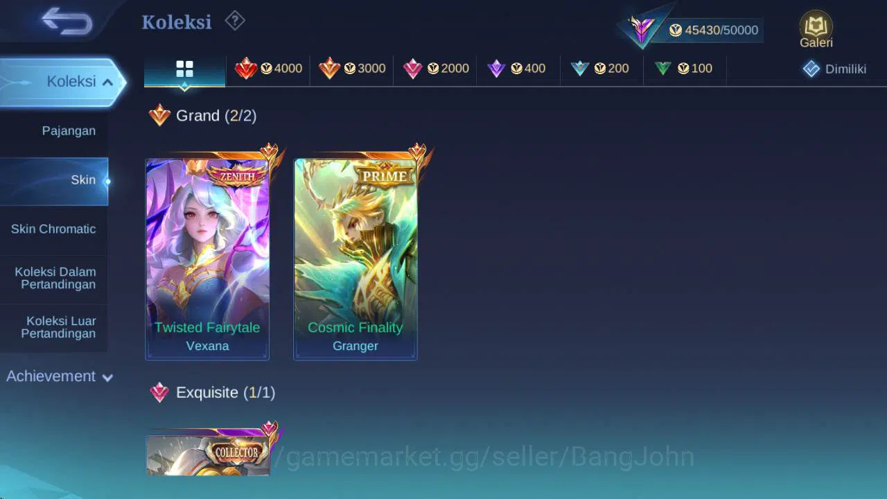 Mobile Legends: Bang Bang Accounts Hero 100 skin 176 Vexana Zenith, Prime granger, Va image 16