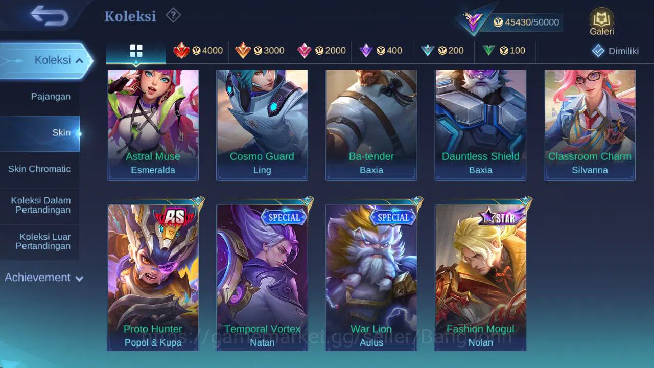 Mobile Legends: Bang Bang Accounts Hero 100 skin 176 Vexana Zenith, Prime granger, Va image 6