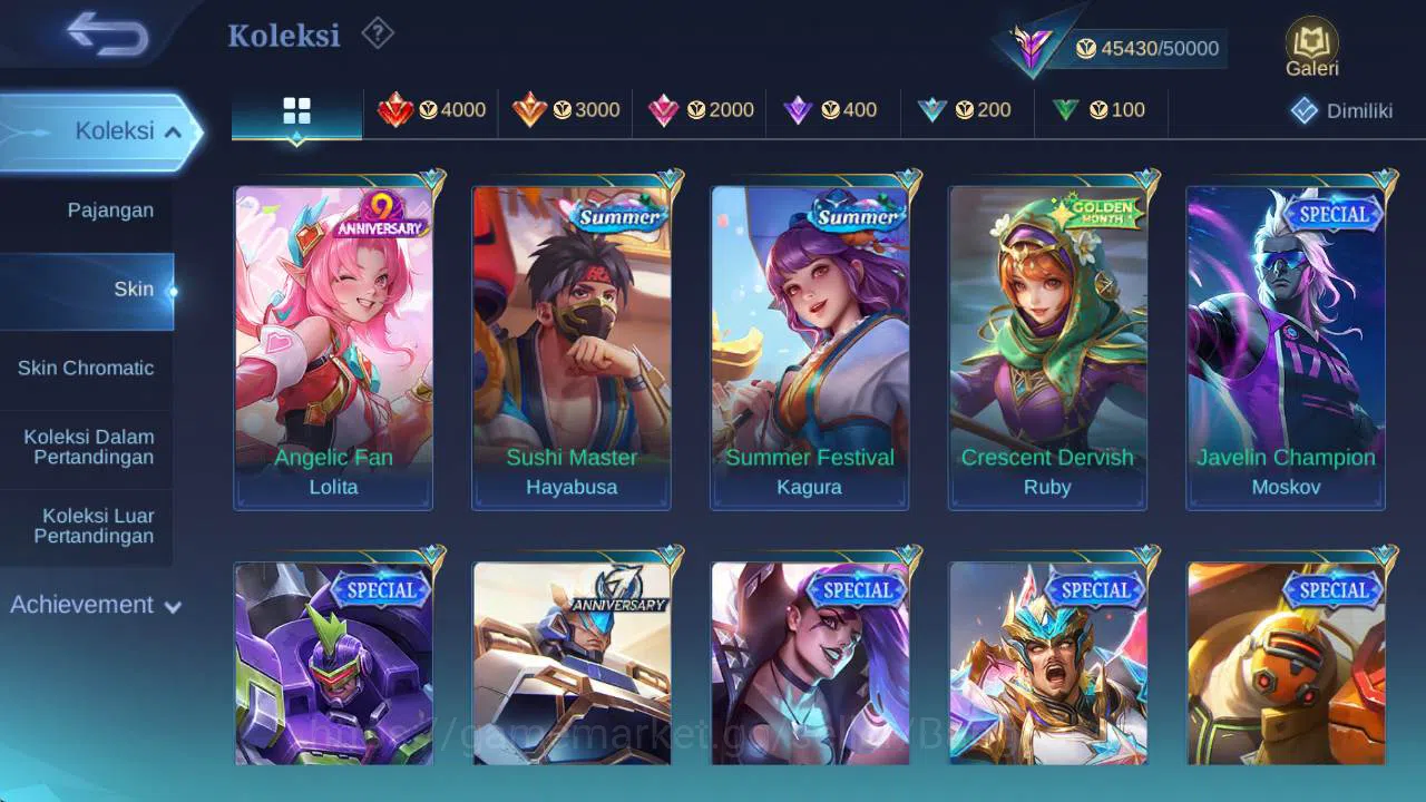 Mobile Legends: Bang Bang Accounts Hero 100 skin 176 Vexana Zenith, Prime granger, Va image 9