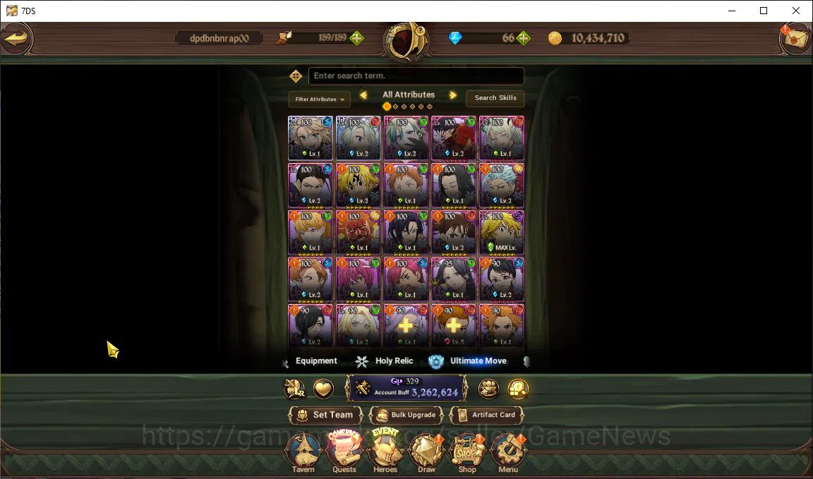 The Seven Deadly Sins: Grand Cross Accounts Midgame Global|3,2M CC|66 DM|2 LR+9 UR+Collab 5