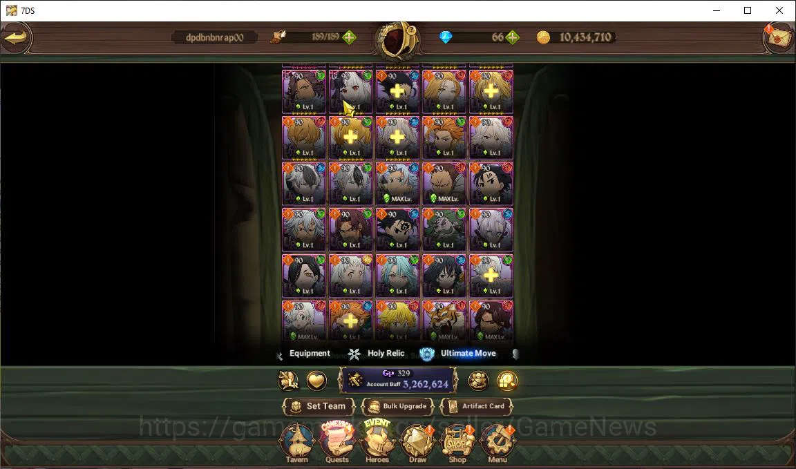 The Seven Deadly Sins: Grand Cross Accounts Midgame Global|3,2M CC|66 DM|2 LR+9 UR+Collab 6
