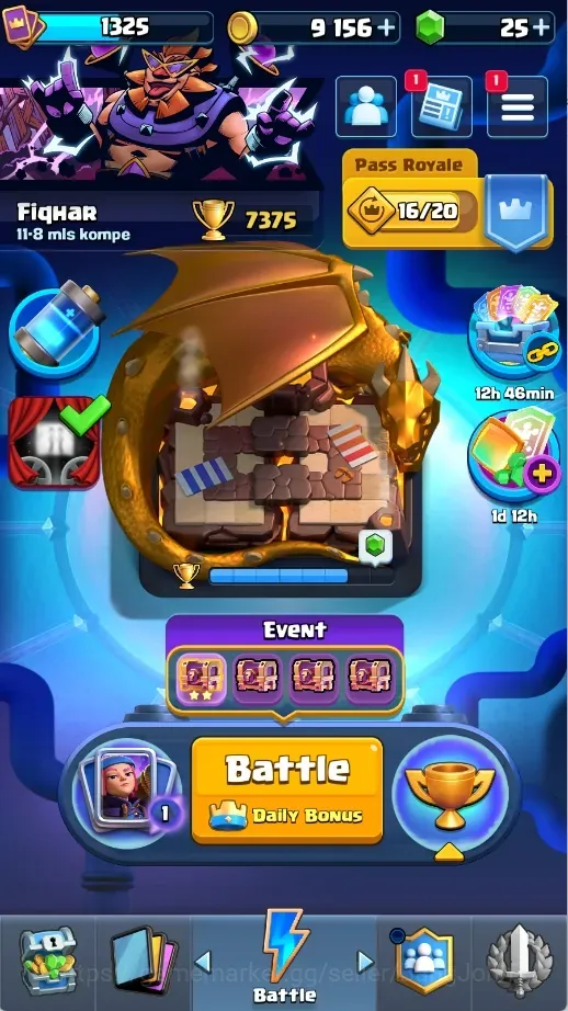 Clash Royale Accounts Others Trophy 7375|CL 1325|KTL 13|120 Cards|5 Champ|2 Hero|14 Evo|Arena 19|25 Gems+9K Coins|Proteck 1