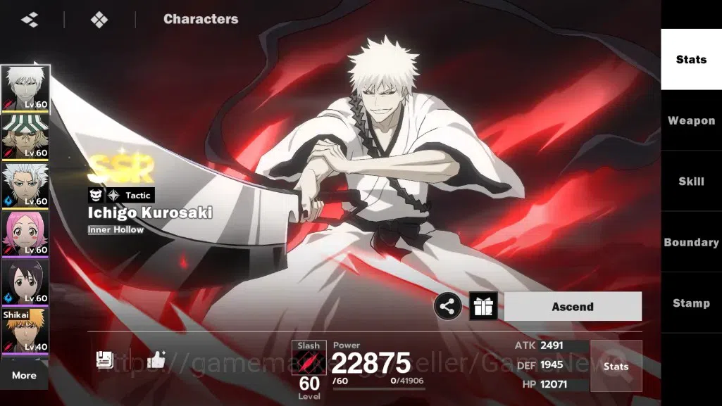BLEACH: Soul Resonance Accounts NuverseSEA|LV 47|7980 SJ,10 LGT|4 SSR|Ichigo Inner image 3
